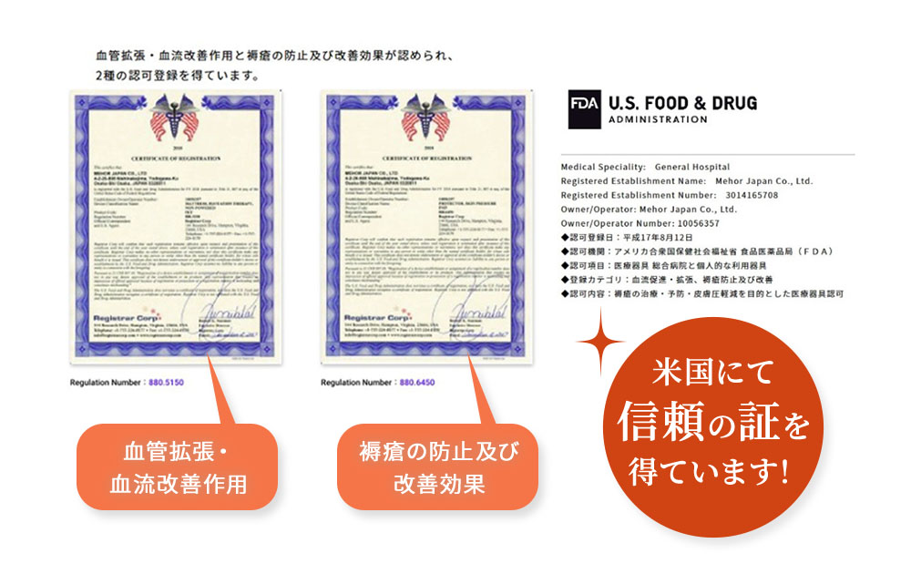 米国にて信頼の証を得ています！